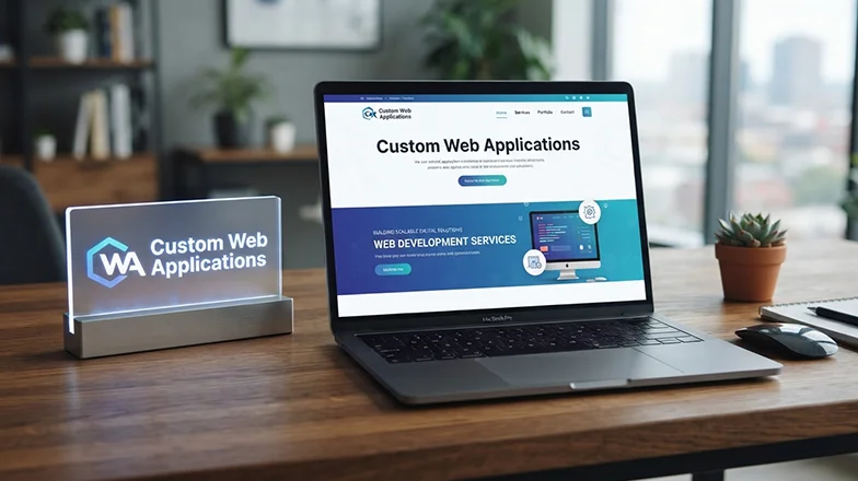 Custom web application dashboard on a laptop